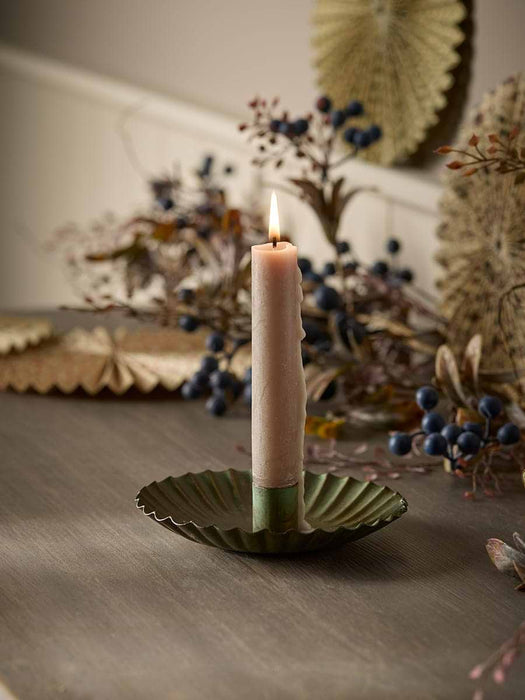 Fluted Verdigris Style Dinner Candle Holder