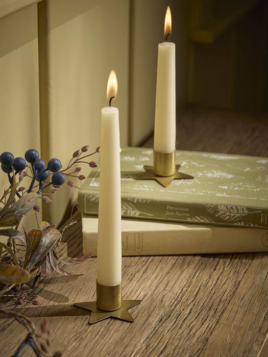 Two Metal Star Dinner Candle Holders