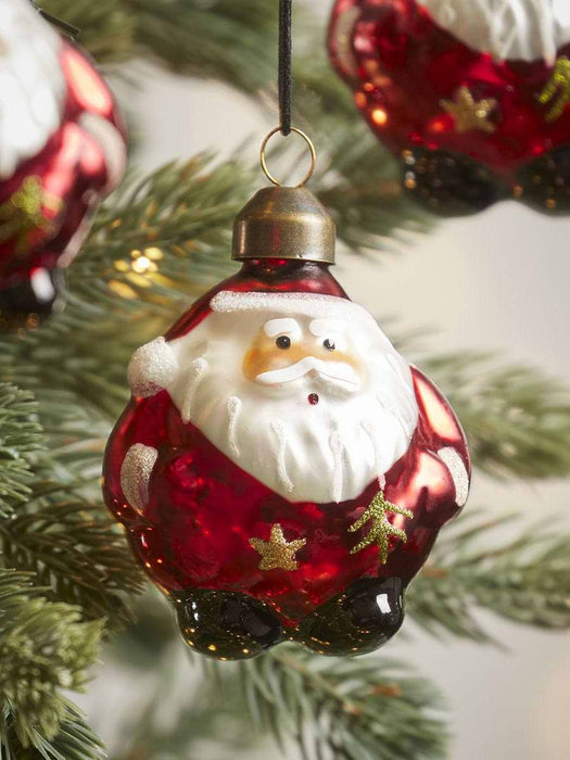 Four Round Santa Glass Baubles