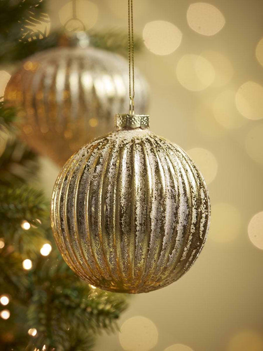 Six Large Antiqued Effect Glass Baubles