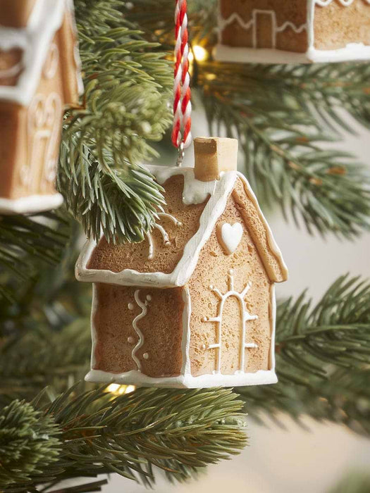 Four Miniature Hanging Gingerbread Houses