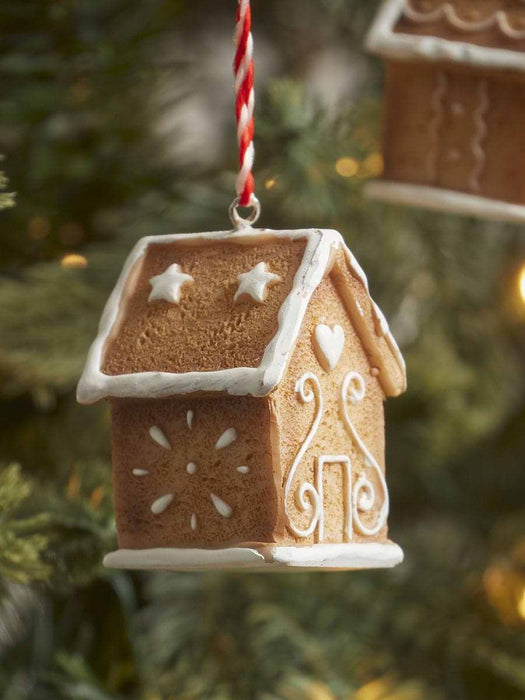 Four Miniature Hanging Gingerbread Houses