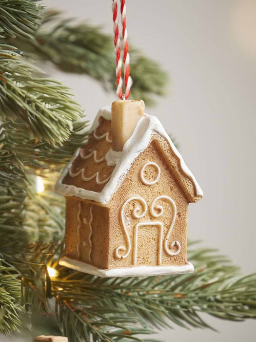 Four Miniature Hanging Gingerbread Houses