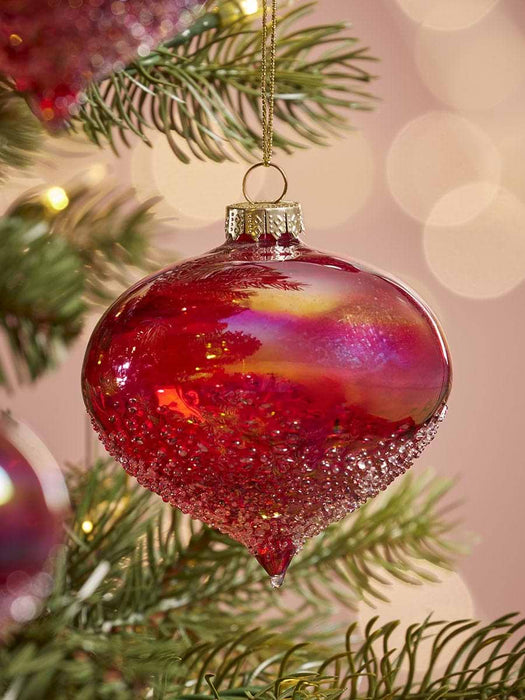 Six Sugared Iridescent Glass Drops - Mauve