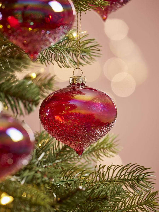 Six Sugared Iridescent Glass Drops - Mauve