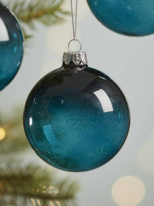 Six Starry Ombre Glass Baubles - Midnight