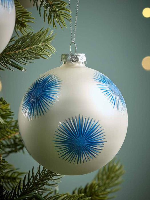Four Large Midnight Starburst Glass Baubles