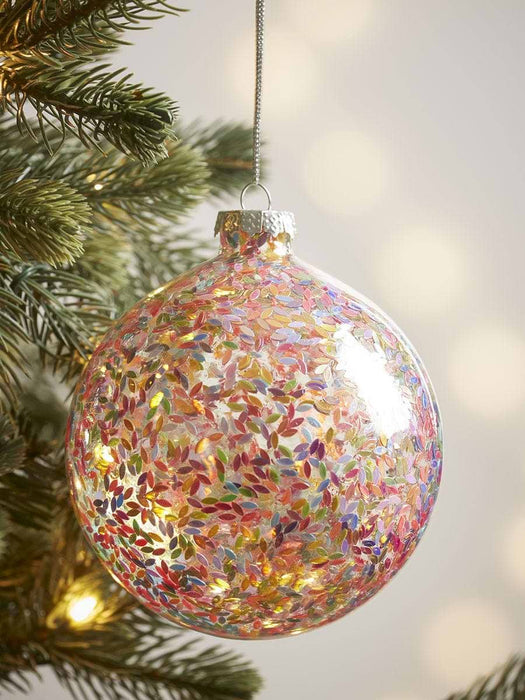 Four Large Lustre Confetti Glass Baubles