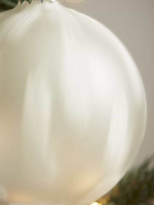Four Large Painterly Glass Baubles - Matte White