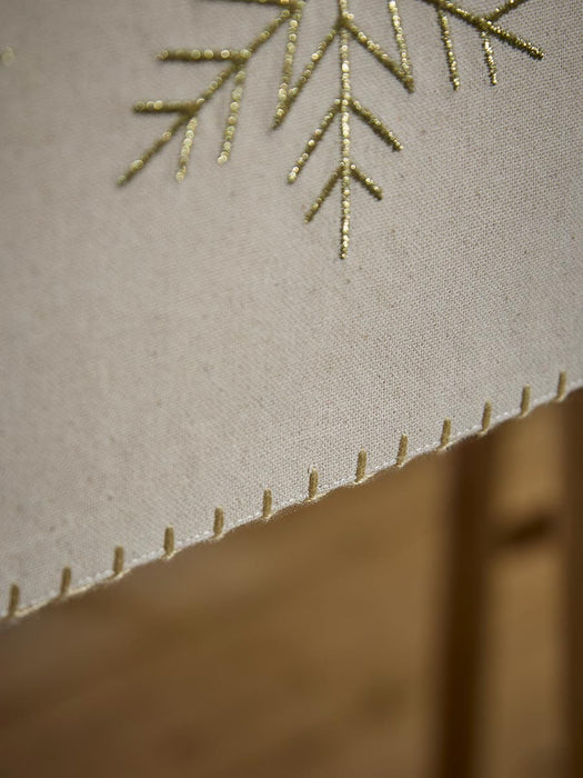 Embroidered Golden Snowflake Table Runner