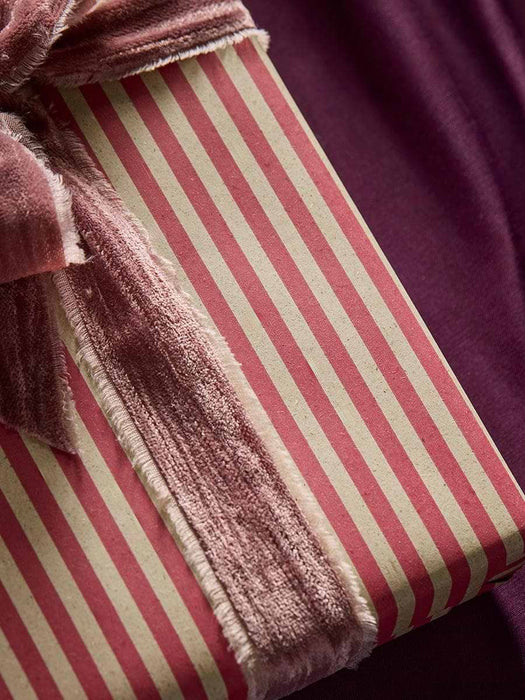 Berry Red Striped Grass Fibre Wrapping Paper - 5m