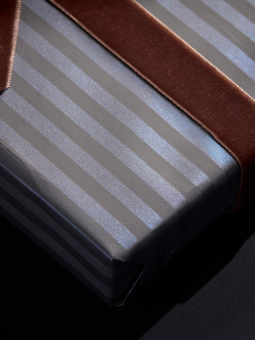 Pearlised Grey Deco Striped Wrapping Paper - 5m