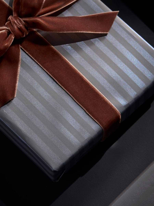 Pearlised Grey Deco Striped Wrapping Paper - 5m