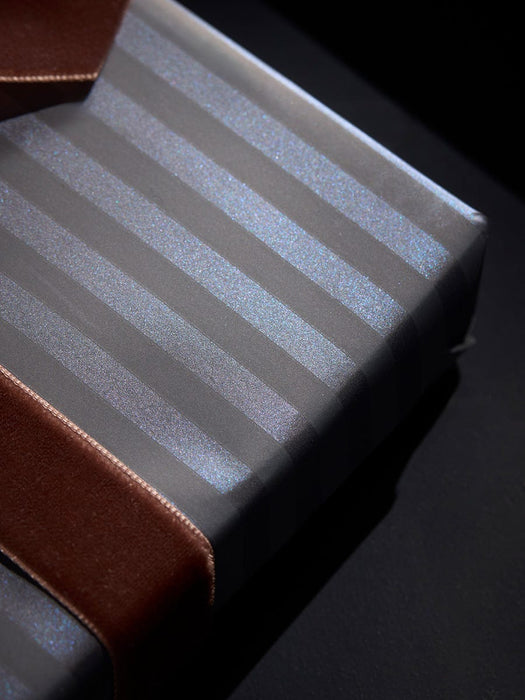 Pearlised Grey Deco Striped Wrapping Paper - 5m