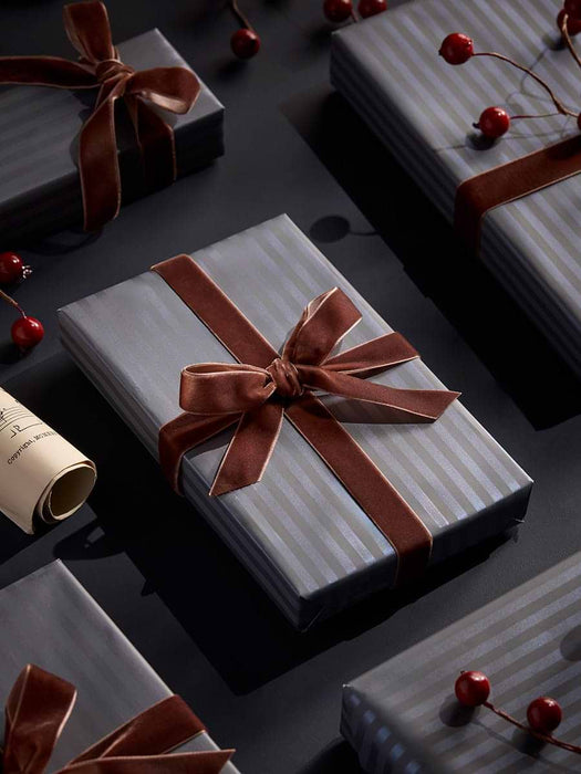 Pearlised Grey Deco Striped Wrapping Paper - 5m