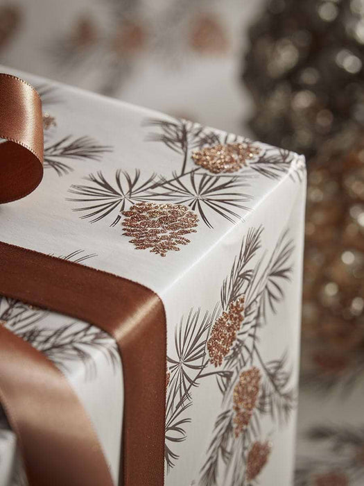 Glittered Pinecone Wrapping Paper - 5m