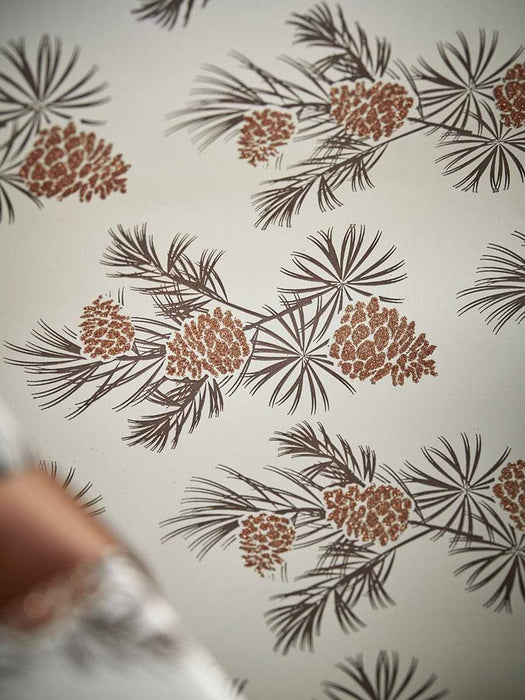 Glittered Pinecone Wrapping Paper - 5m