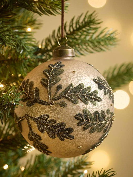 Four Large Oak Leaf Glass Baubles