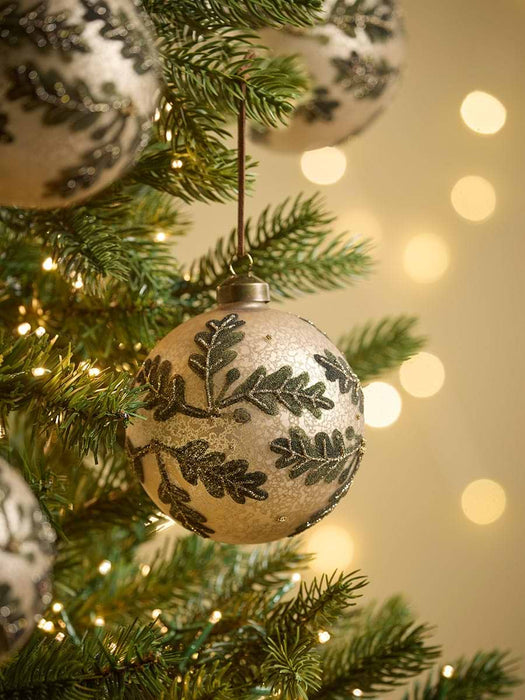 Four Large Oak Leaf Glass Baubles