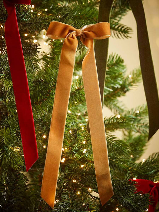 Twelve Slim Velvet Tree Bows - Rustic Mix