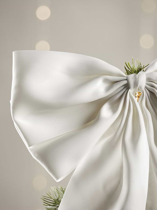 Supersized Satin Bow Tree Topper - Cream