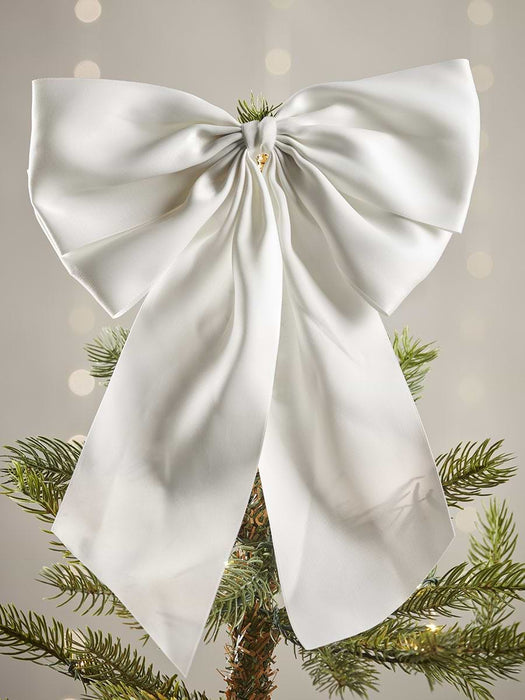 Supersized Satin Bow Tree Topper - Cream