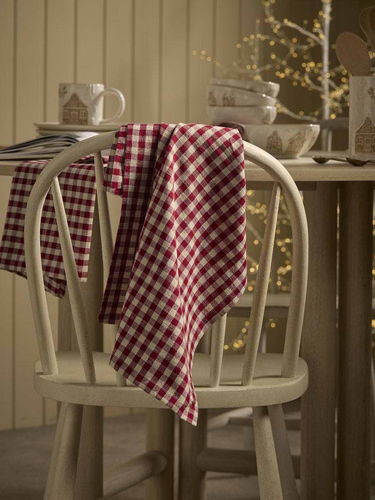 Two Gingham Tea Towels - Red