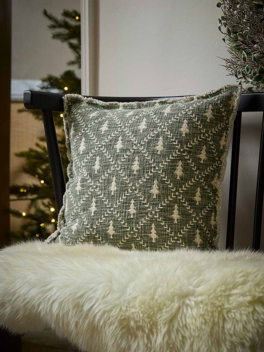 Frayed Edge Christmas Tree Cushion
