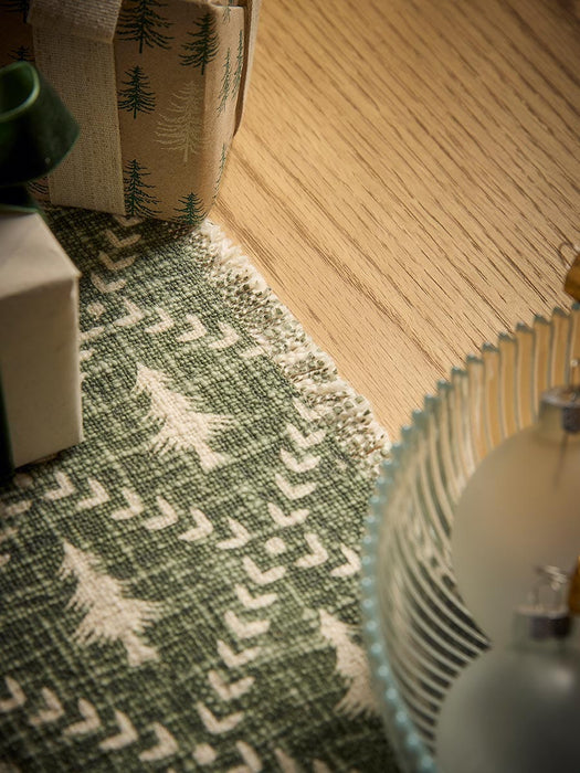 Frayed Edge Christmas Tree Table Runner
