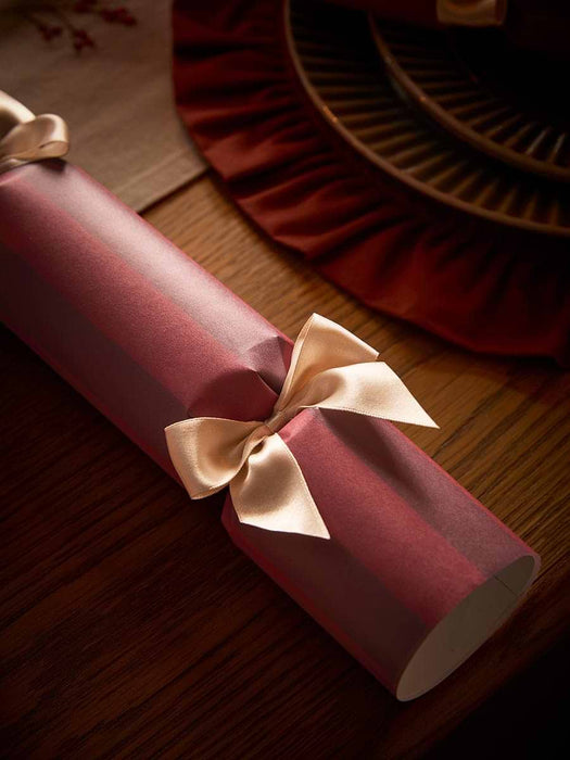 Six Luxury Handmade Striped Crackers - Mauve Mix