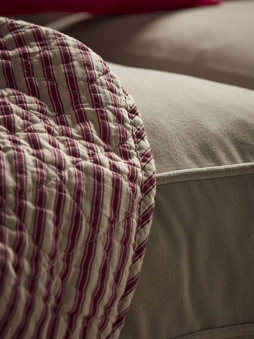 Cotton Quilted Throw - Red Stripe