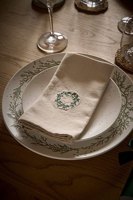 Four Cotton Embroidered Wreath Napkins
