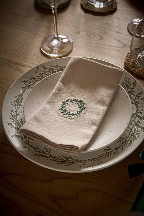 Four Cotton Embroidered Wreath Napkins