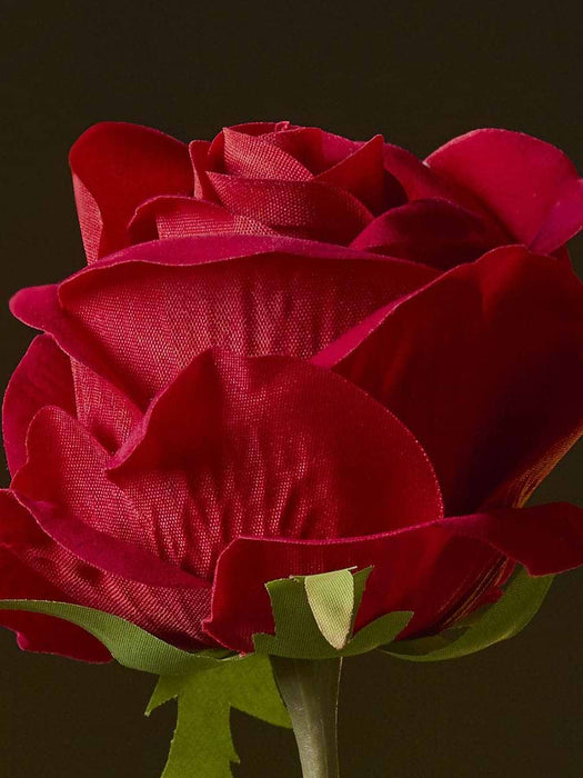 Three Faux Rose Stems - Red