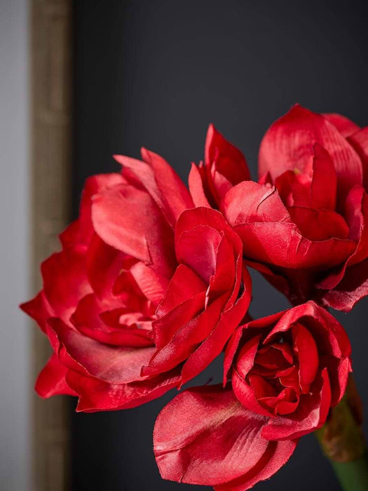 Three Faux Amaryllis Stems - Red
