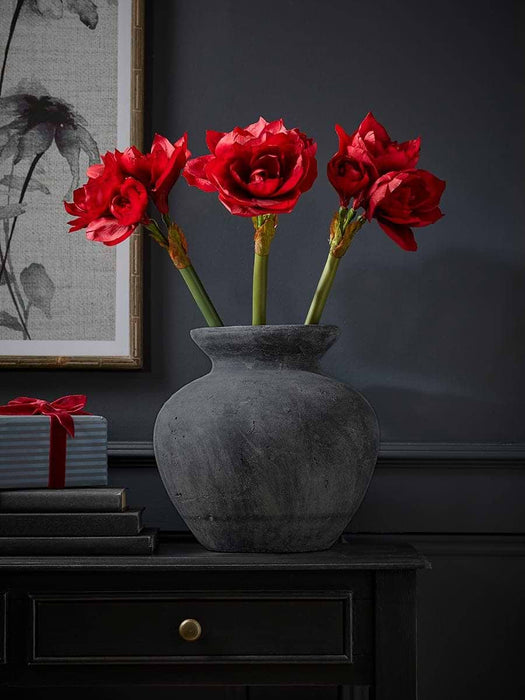 Three Faux Amaryllis Stems - Red
