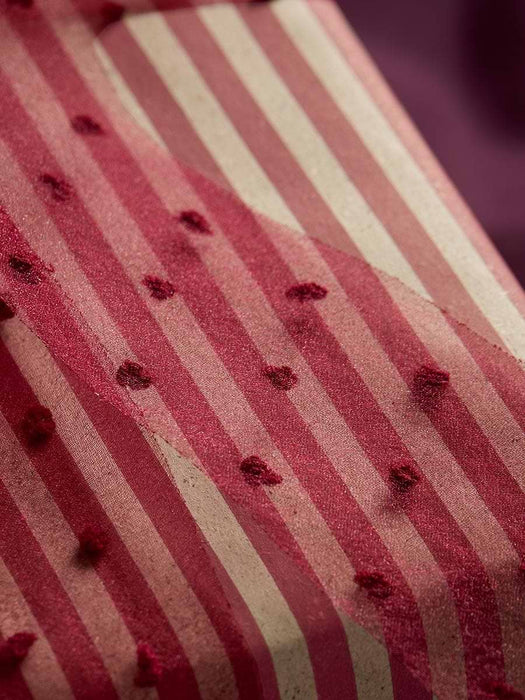 Snowball Textured Organza Ribbon - Berry Red 15m