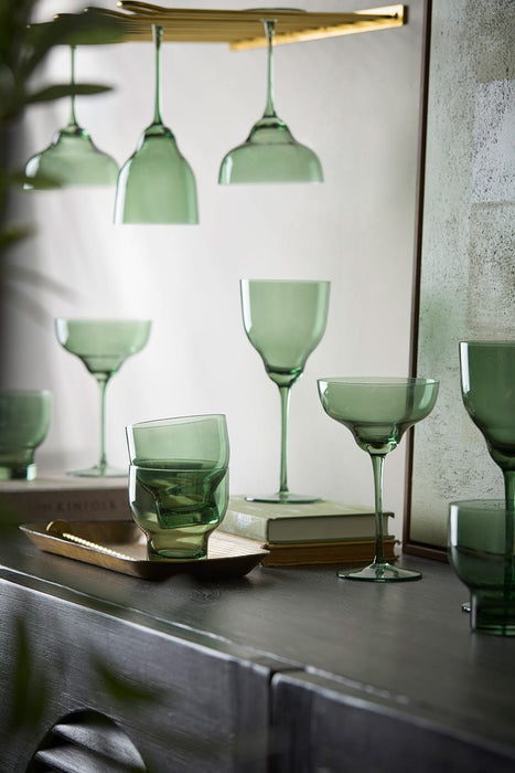 Four Olive Wine Glasses