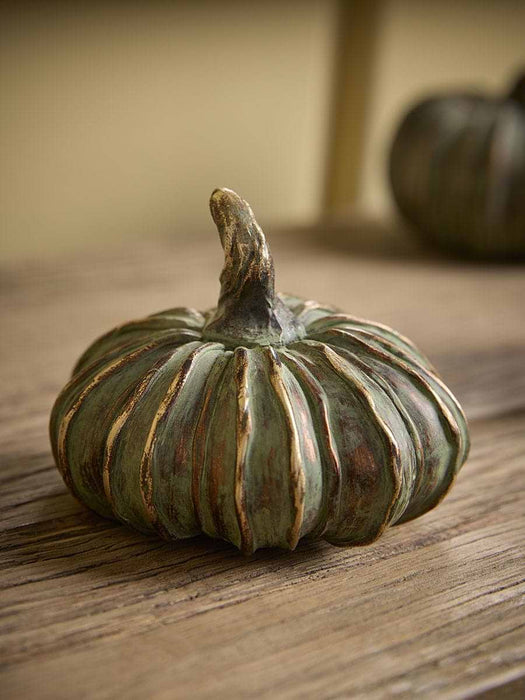 Four Verdigris Style Metal Pumpkins