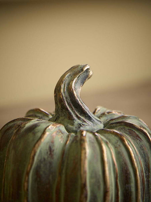 Four Verdigris Style Metal Pumpkins