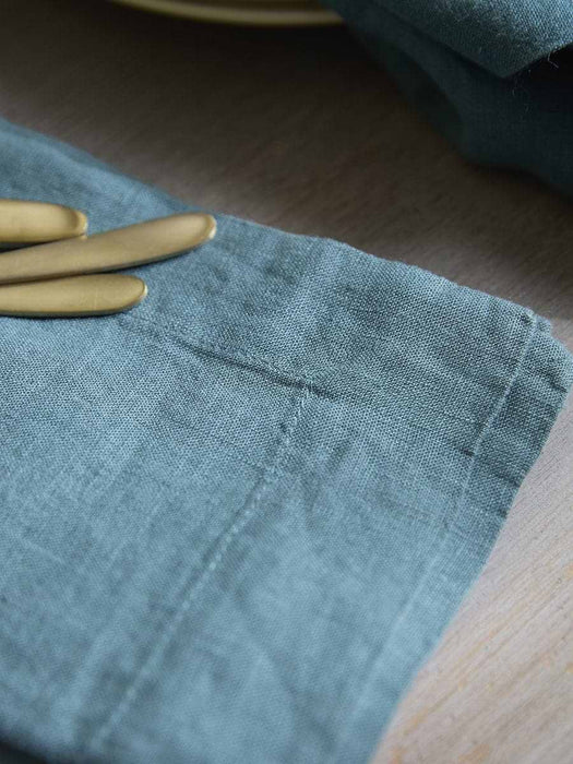 Four Large Linen Napkins - Teal