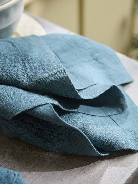 Four Large Linen Napkins - Teal