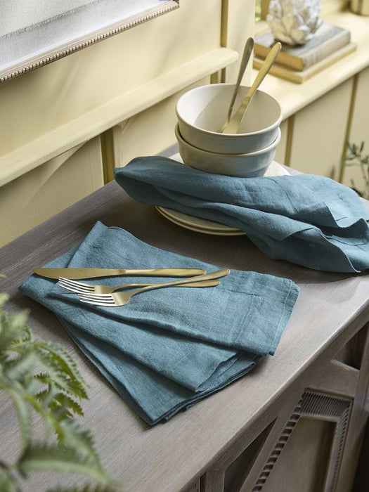 Four Large Linen Napkins - Teal