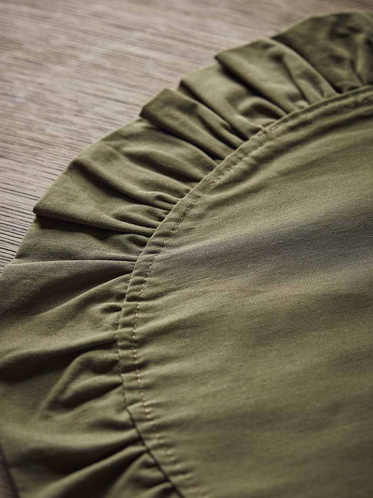Four Ruffle Edge Placemats - Olive