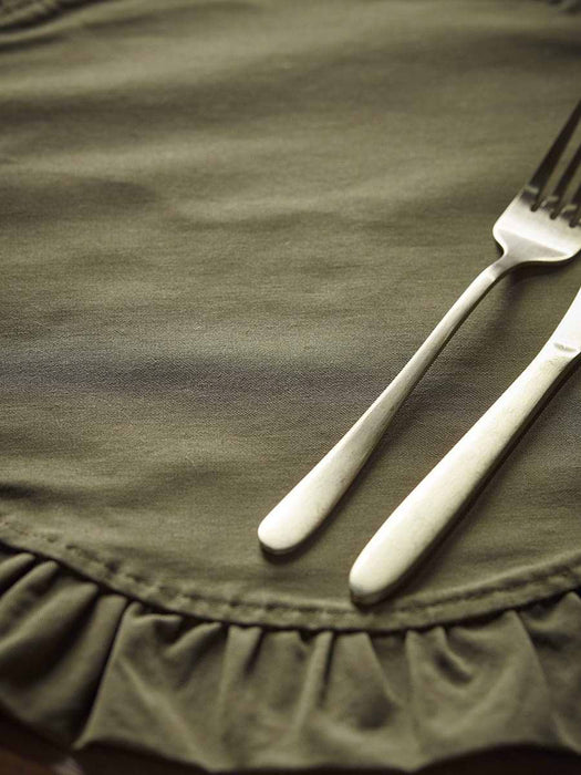 Four Ruffle Edge Placemats - Olive