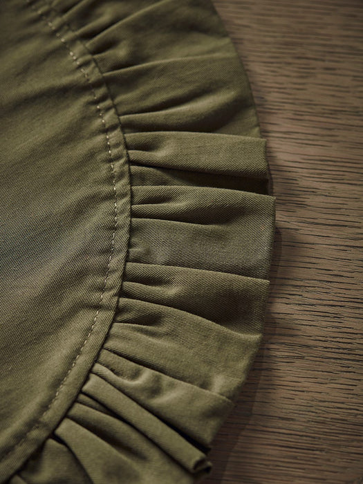 Four Ruffle Edge Placemats - Olive