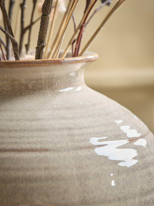 Fluted Brindle Glazed Urn Vase