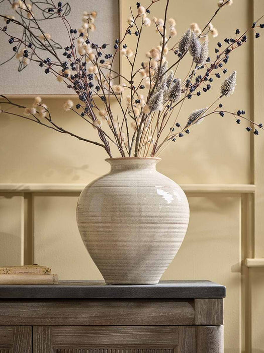Fluted Brindle Glazed Urn Vase