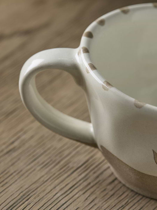 Serving Bowl with Handle - Ochre Leaf
