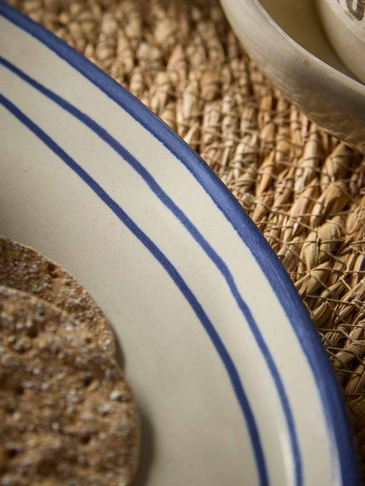 Oval Serving Plate - Blue Stripe